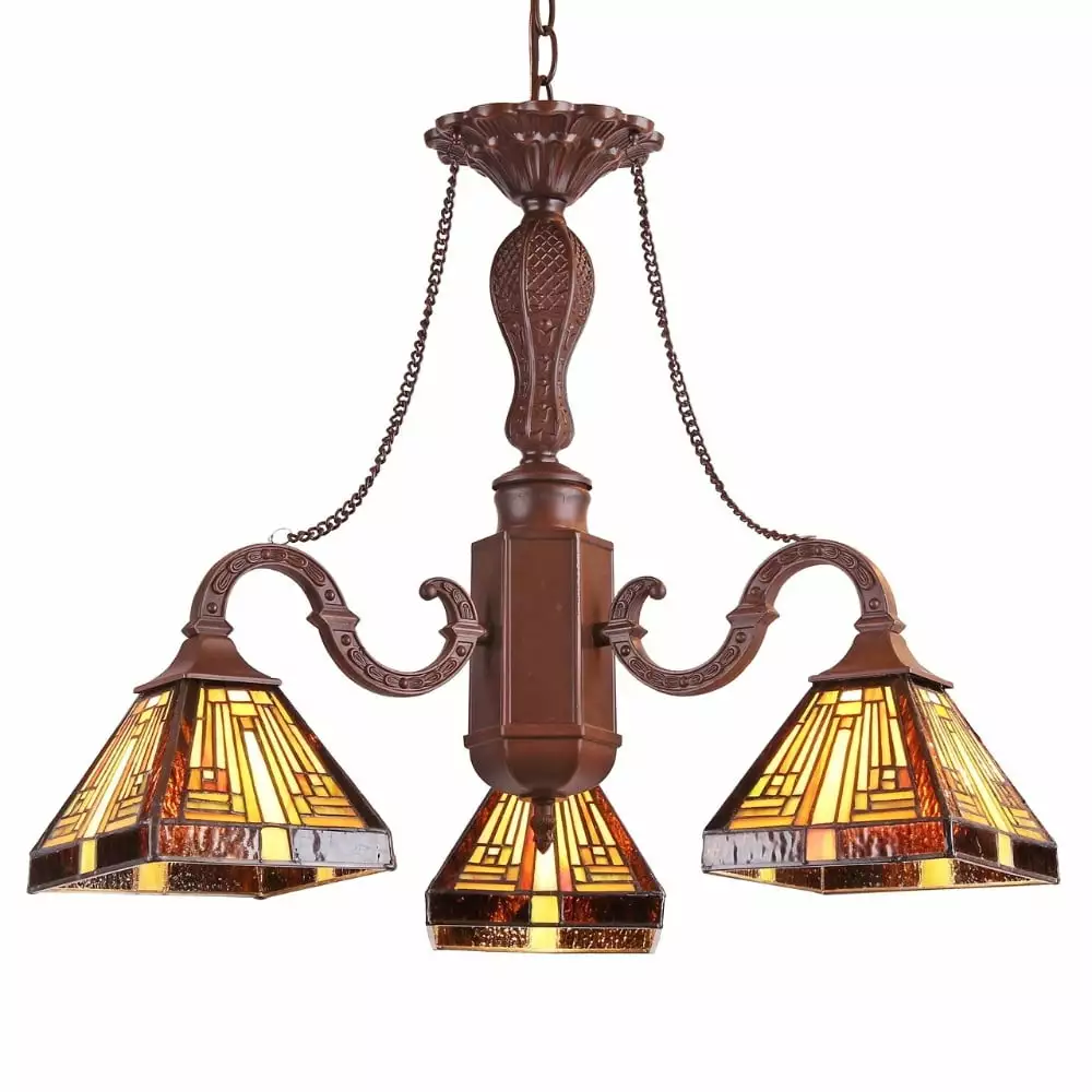 INNES Tiffany-style Mission 3 Light Mini Chandelier 23 Wide