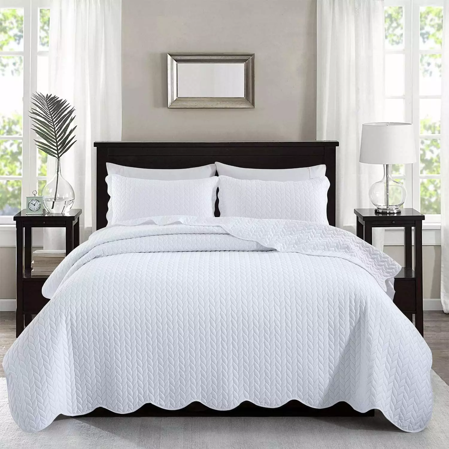 IR Imperial Rooms 3-Piece King Quilt Set Soft Bedspread Reversible with 2 Shams White