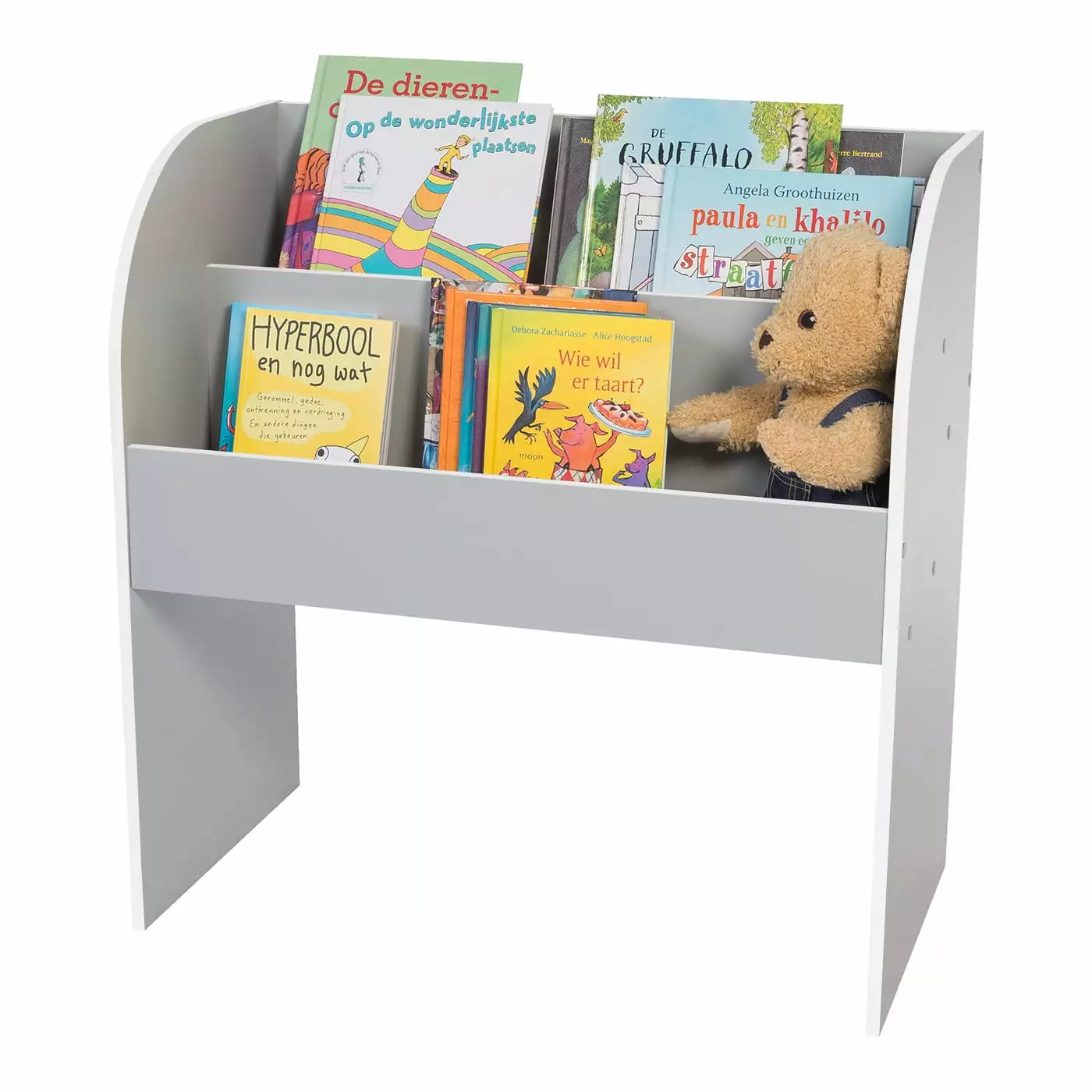 IRIS USA 2-Tier Kid's Wooden Bookshelf. Gray