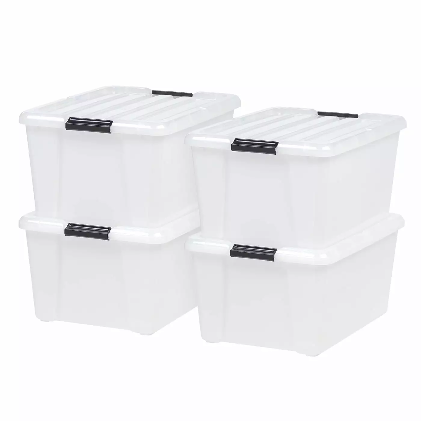 IRIS USA 45 Qt. Plastic Storage Bins with Lids. Pearl. Latching. Stackable. Totes . 4 Pk