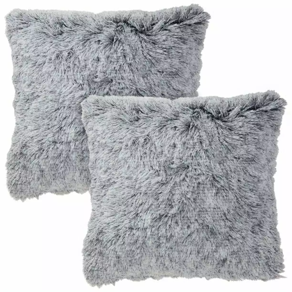 ISHANTECH 2 Pack Decorative Gray Faux Fur Throw Pillow Covers 18x18 inch. Square Cushion Cases for Couch. Sofa and Home Decor