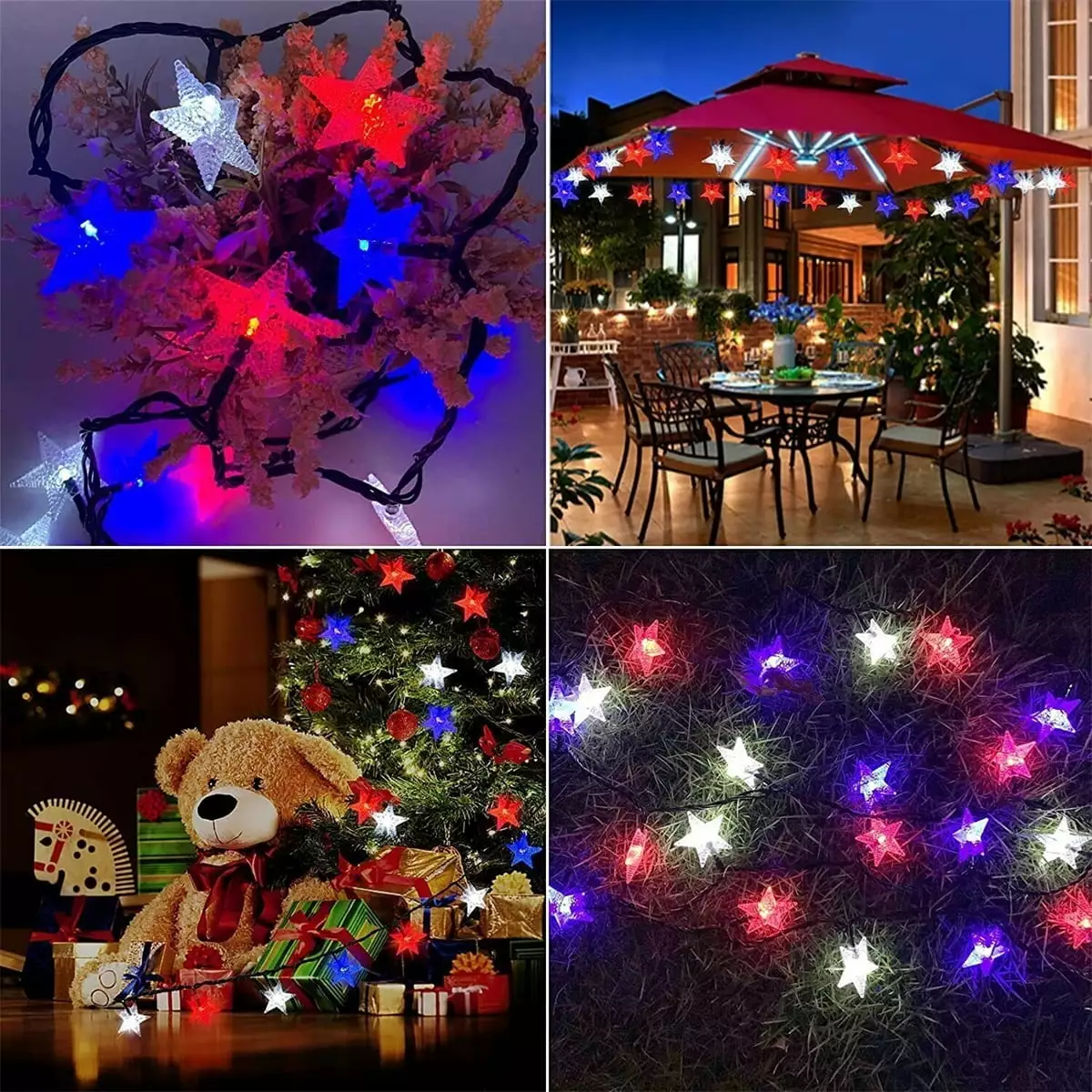 Ibear Solar Powered String Light Outdoor Waterproof Christmas Decorations Lamp 8Modes for Garden Camp Party Wedding