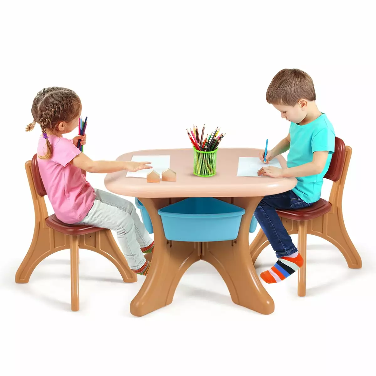 Infans Children Kids Activity Table & Chair Set Play Furniture W/Storage Indoor/Outdoor