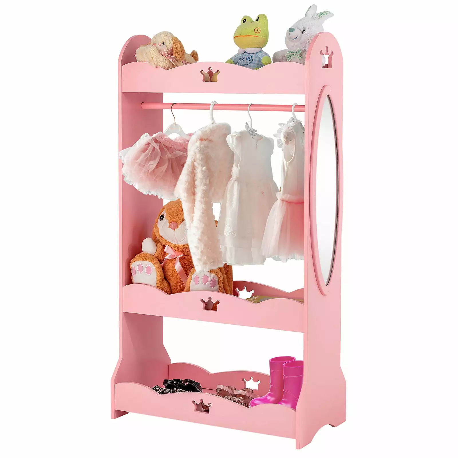 Infans Kids Dress up Storage Hanging Armoire Dresser Pretend Costume Closet w/ Mirror