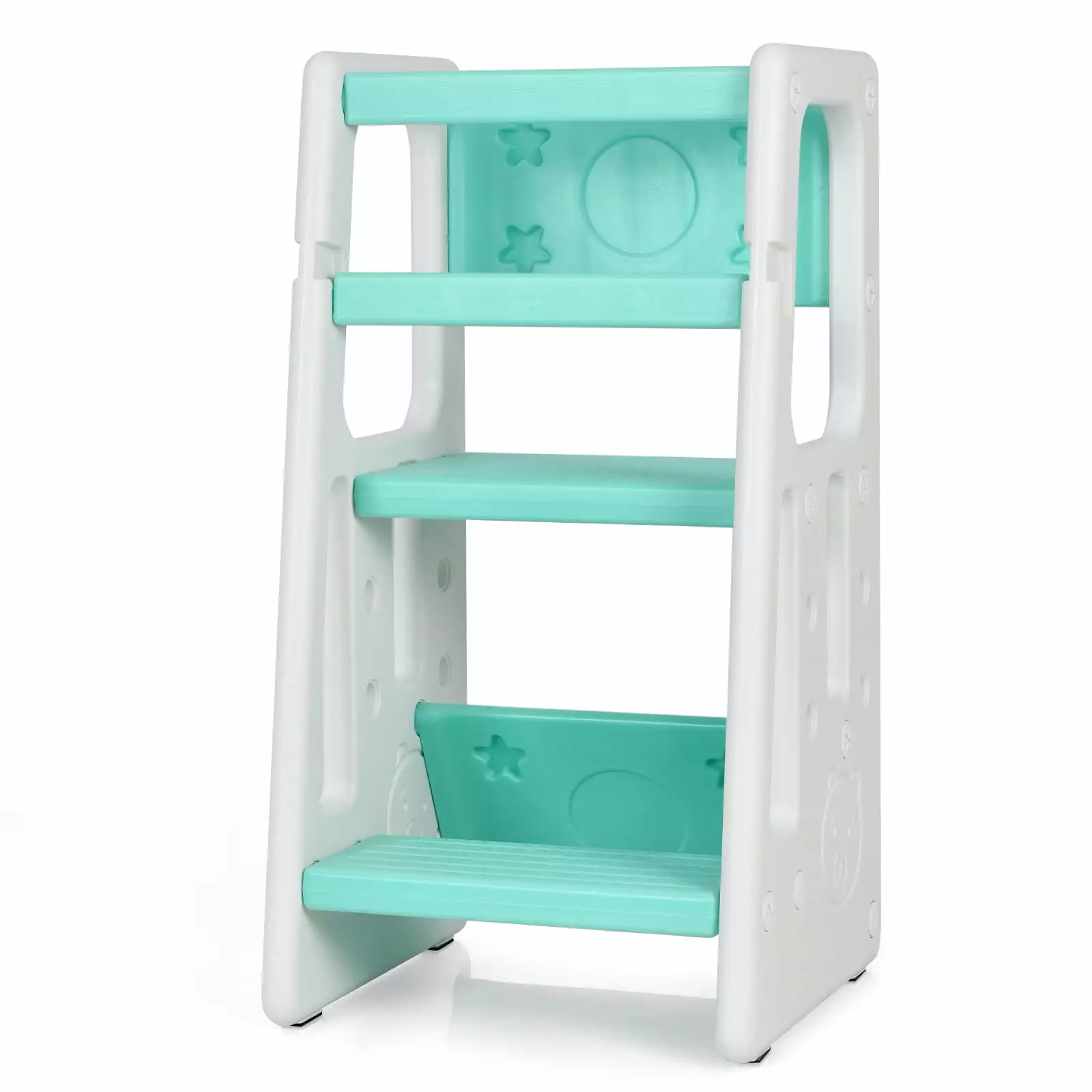 Infans Kids Kitchen Step Stool with Double Safety Rails Toddler Learning Stool Green