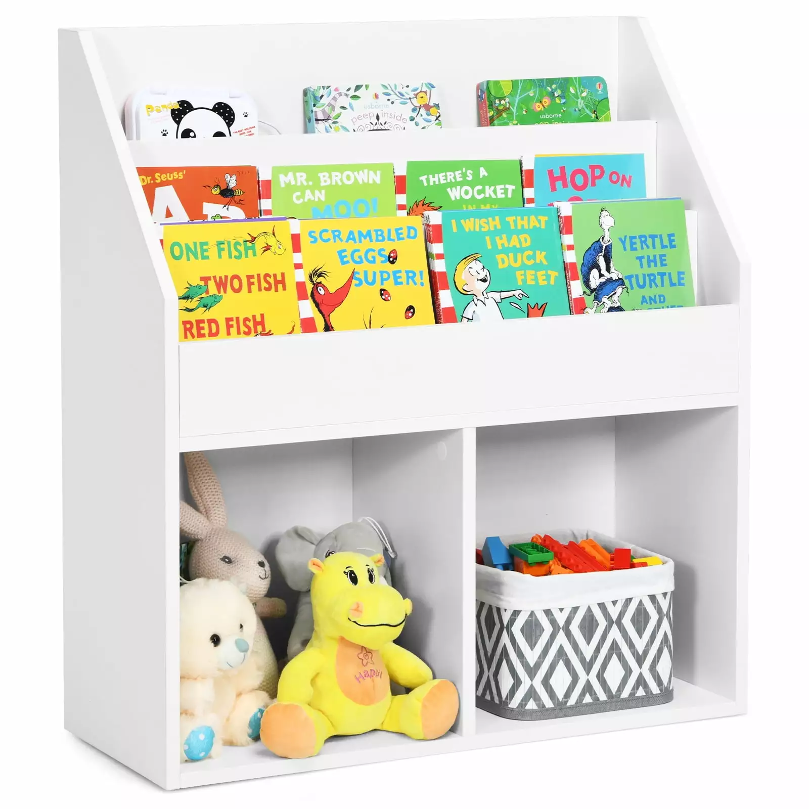 Infans Kids Wooden Bookshelf Bookcase Children Toy Storage Cabinet Organizer