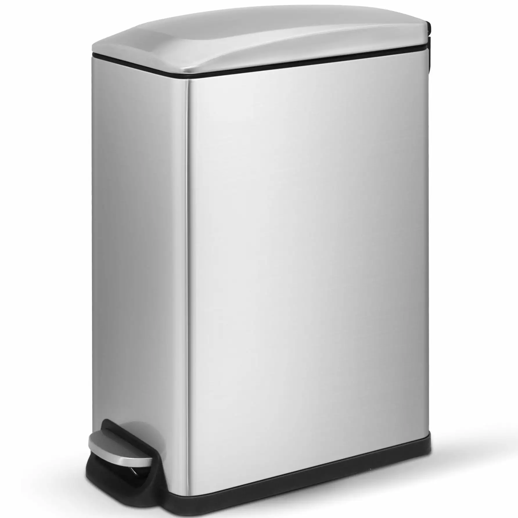 Innovaze 11.9 Gallon Trash Can. Stainless Steel Step on Slim Kitchen Garbage Can. Silver