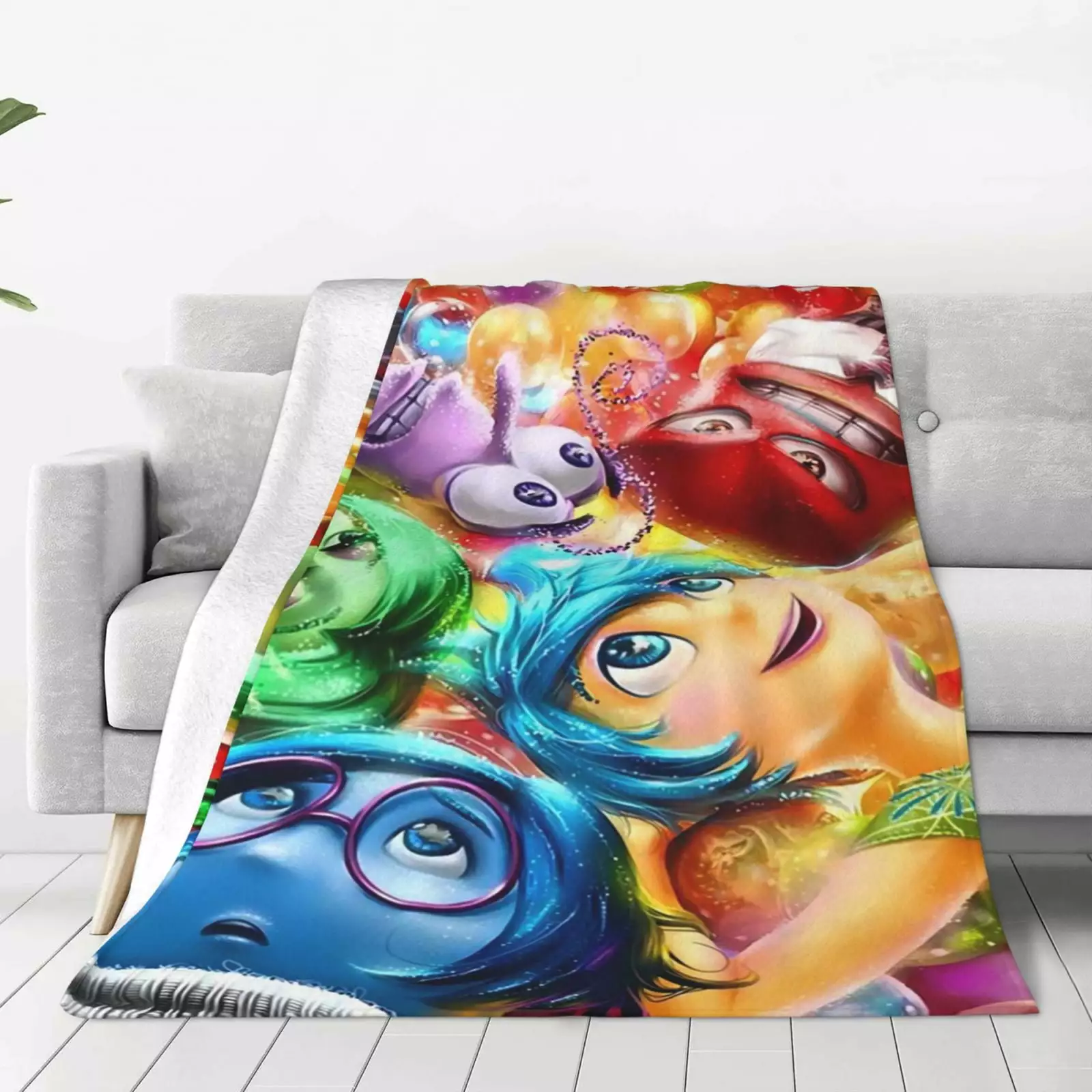 Inside Out Flannel Blanket Kawaii Anime Plush Soft Throw Blankets For Bedroom Sofa Living Room Throws 60x50 In