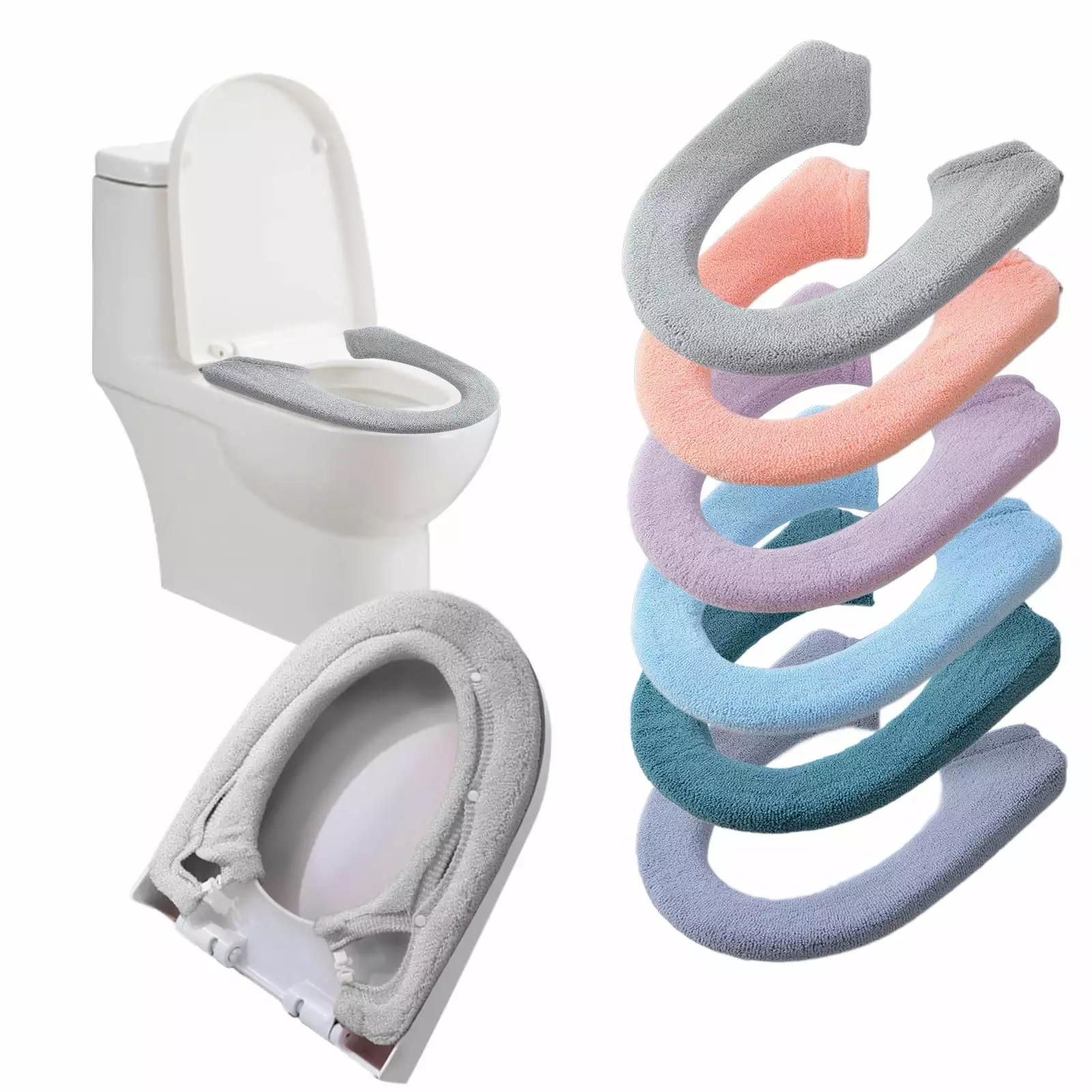 Isvgxsz 2024 Clearance Toilet Seat Cover Bathroom Soft Thicker Warmer with Snaps Fixed Stretchable Washable Fiber Cloth Toilet Seat Covers Pads Reusable Easy Installation Cleaning Amazon Ecard