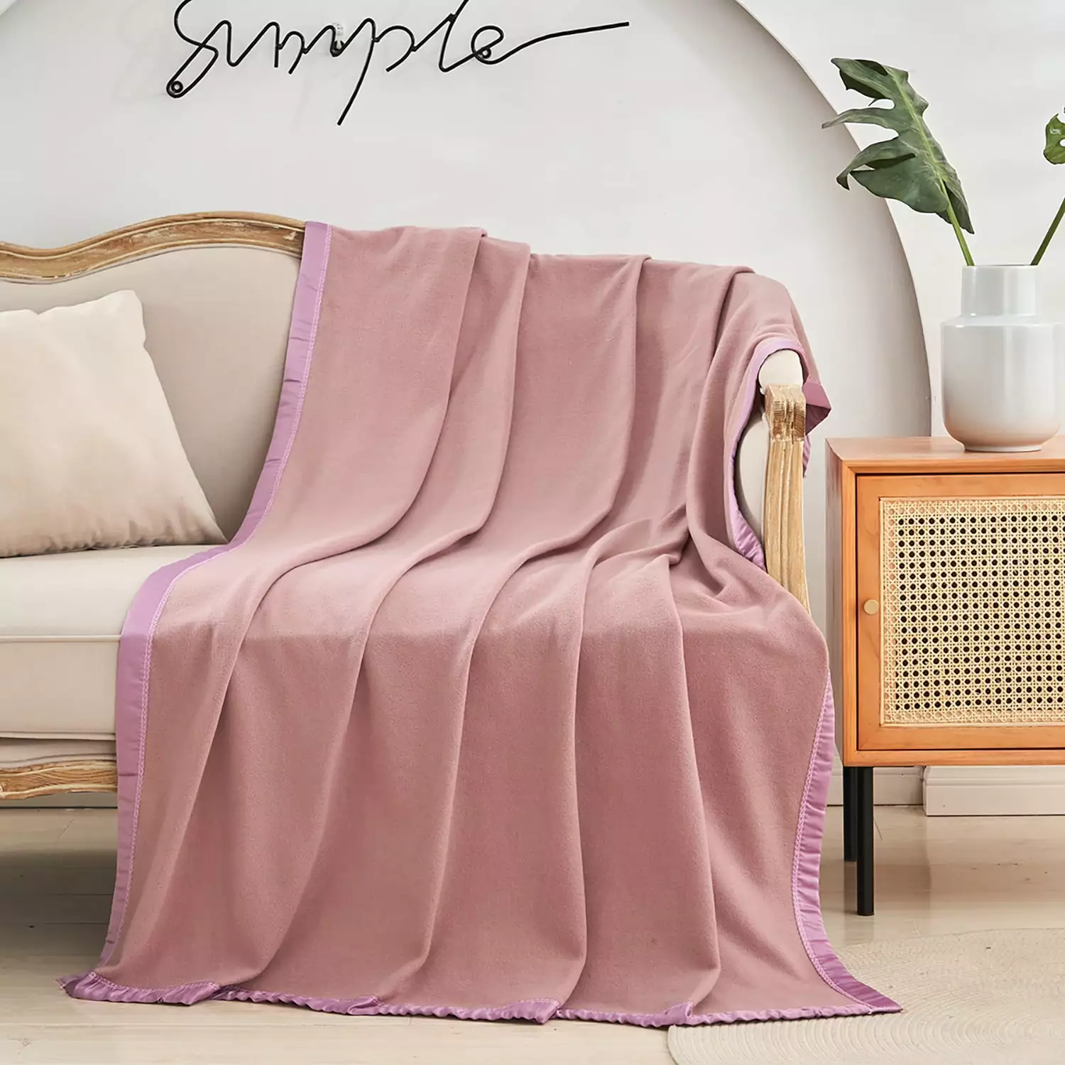 JML Cozy Soft Fleece Throw Blanket With Satin Binding Edges.Throw Blanket for Couch & Sofa.50x60