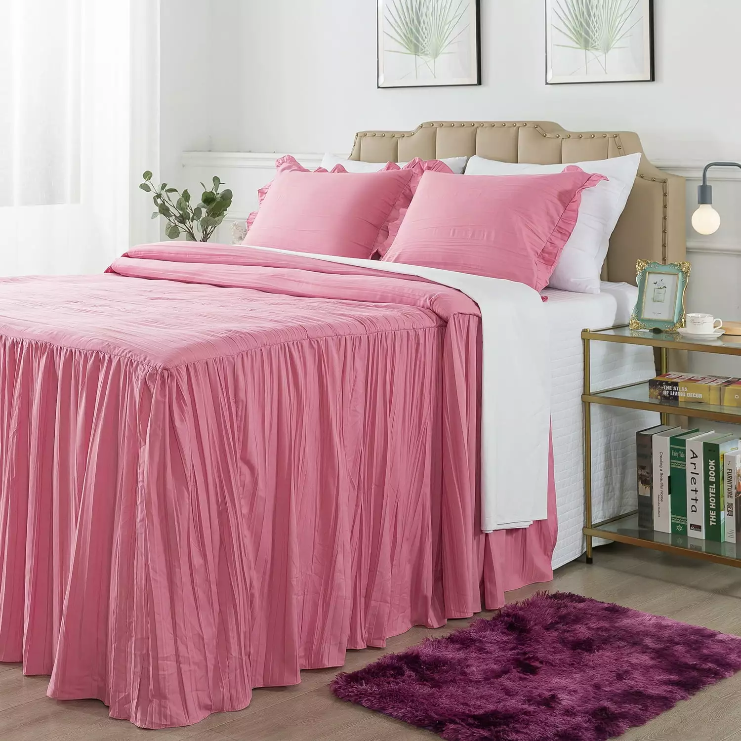 JML Ruffle skirt Bedspread Twin Size 3 Piece.Soft Microfiber Bed Skirt Coverlet 30 Long Drop