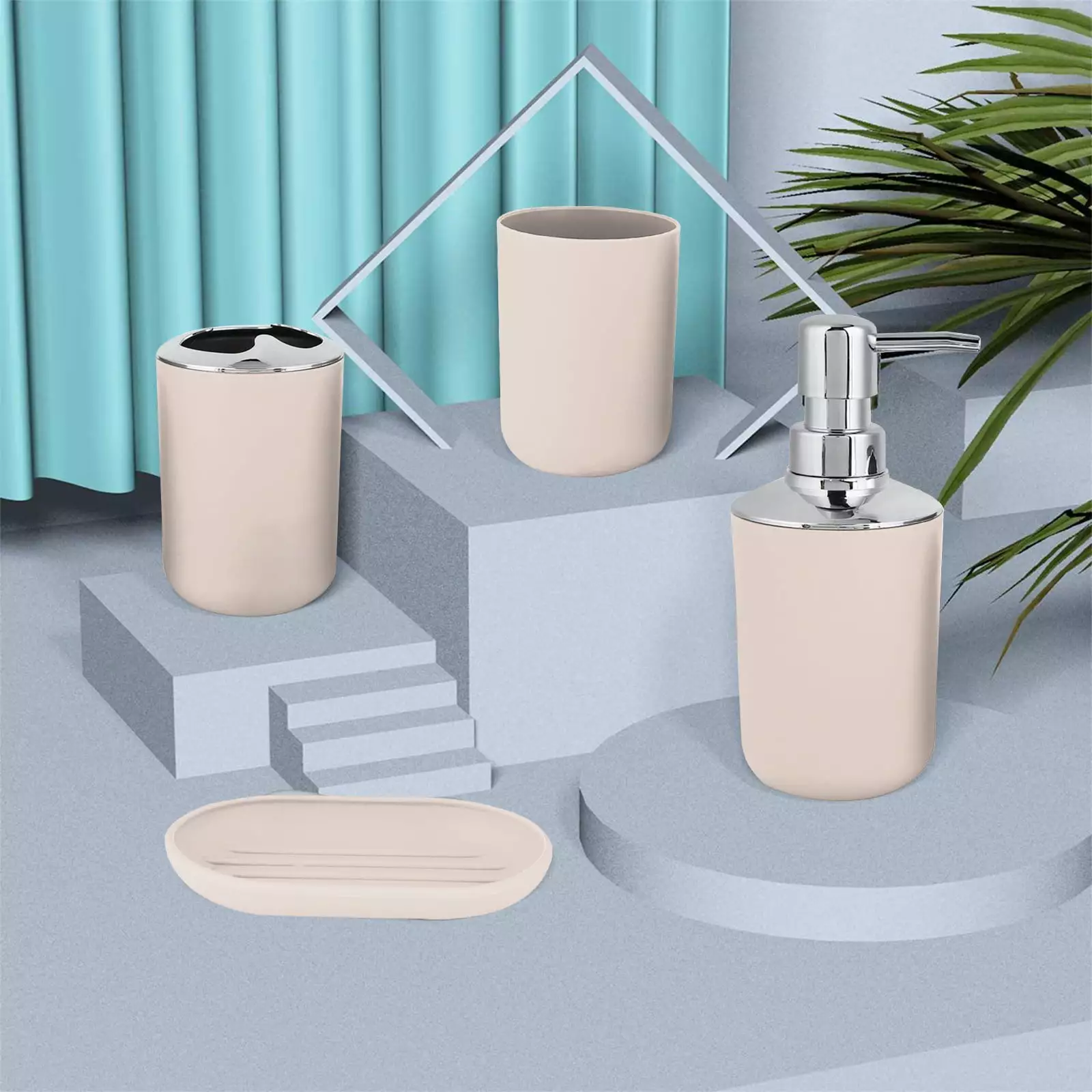 Jacenvly Baby Shower Decorations Clearance 4 Piece Bathroom Accessory Set with Soap Dispenser Pump Toothbrush Holder Tumbler and Soap Dish