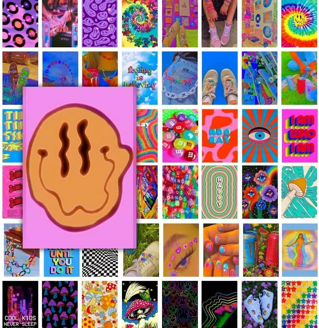 Jack Meets Kate Cute Indie Hippie Trippy Kidcore Aesthetic Room Decor for Teen Girls. 50 Pieces 4x6