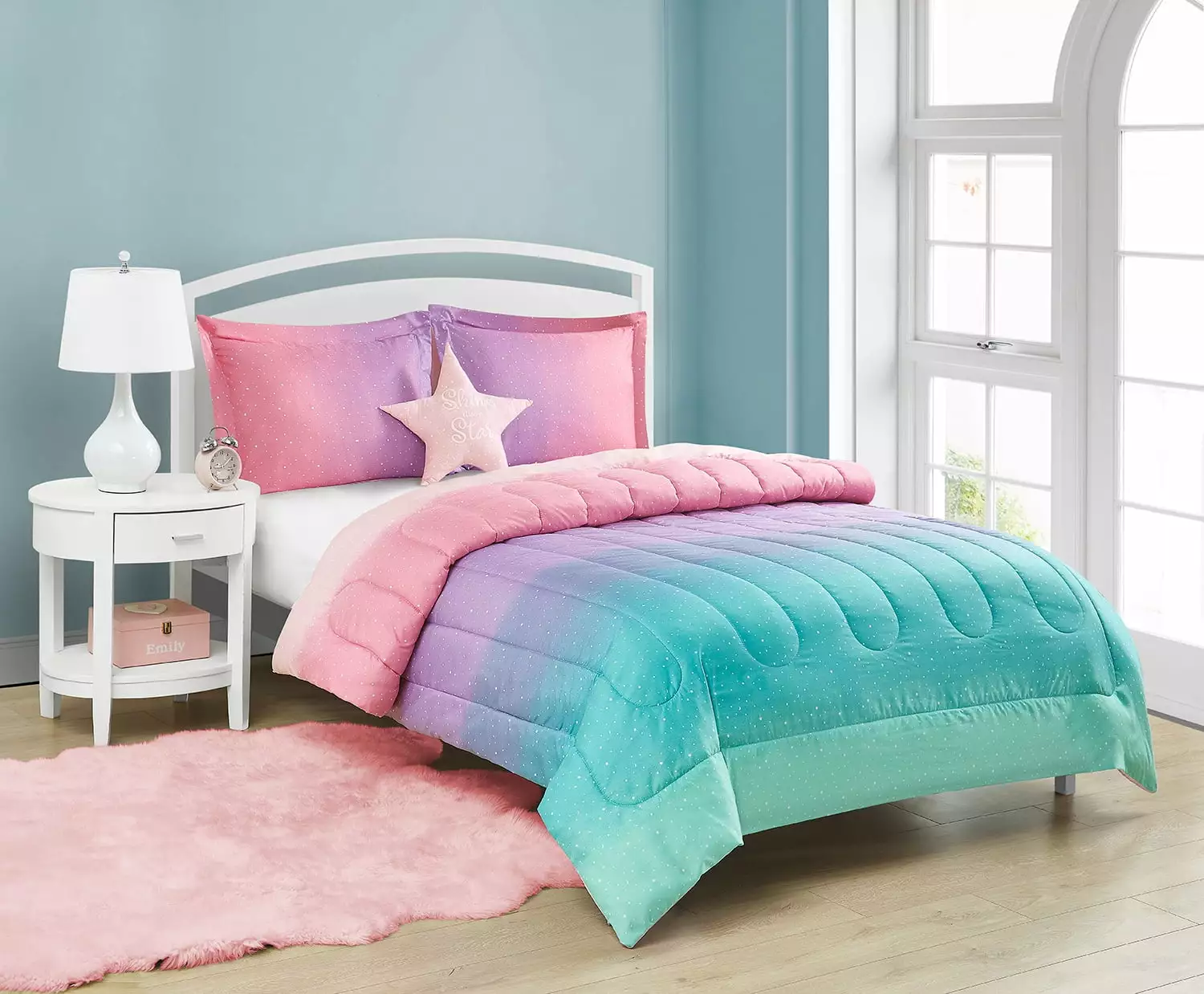 Jada Celestial Ombre Pink 3-Piece Microfiber Comforter Set - Twin