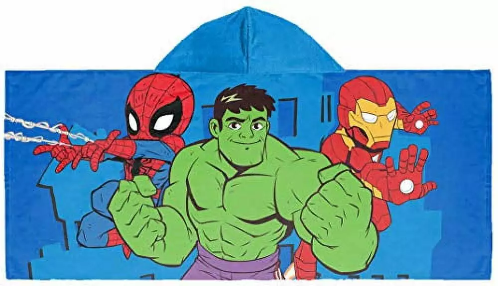 Jay Franco Marvel Super Hero Adventures United Kids Bath/Pool/Beach Hooded Towel