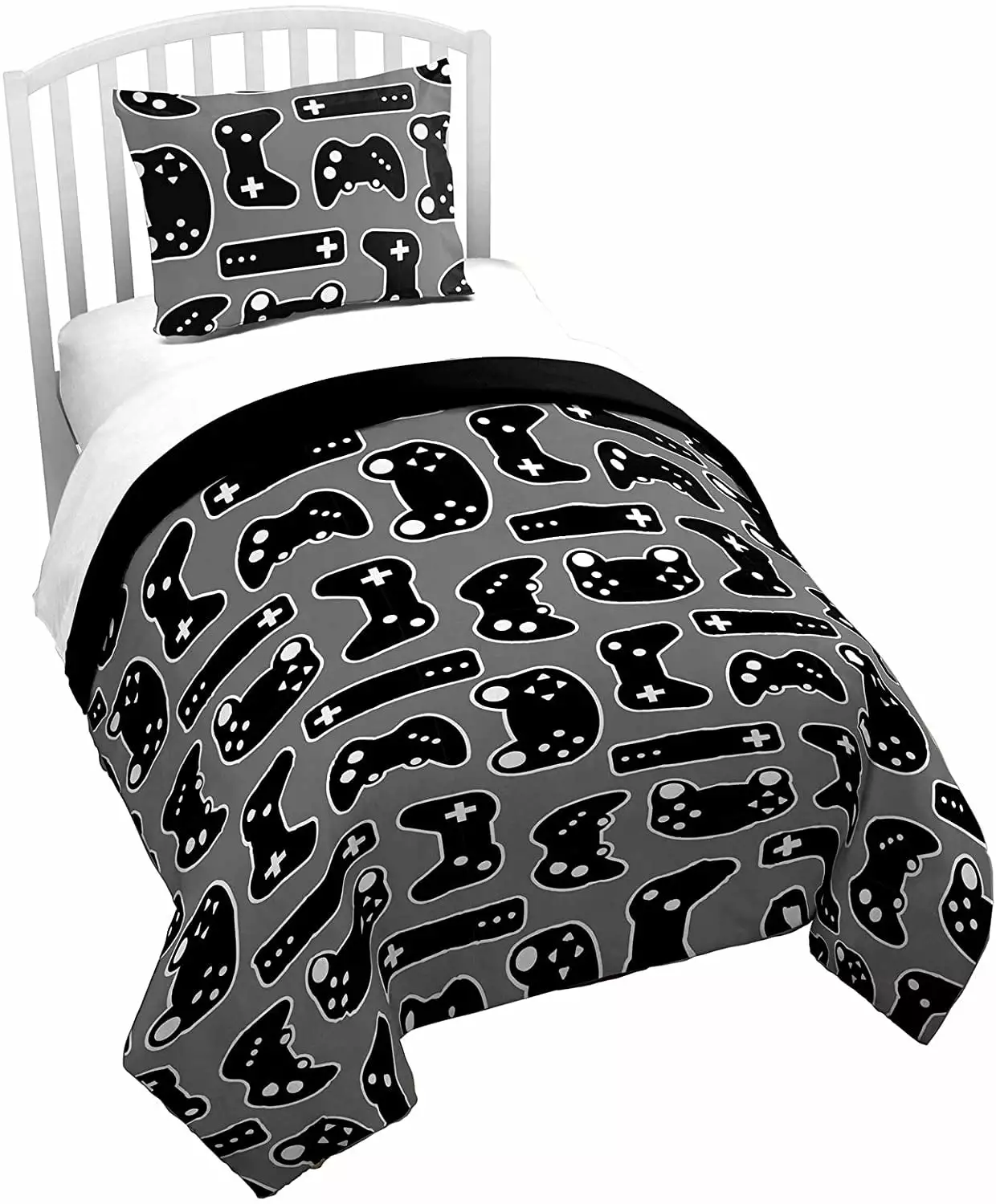 Jay Franco Trend Collector Game on Glow in the Dark Twin Comforter & Sham Set. 100% Microfiber