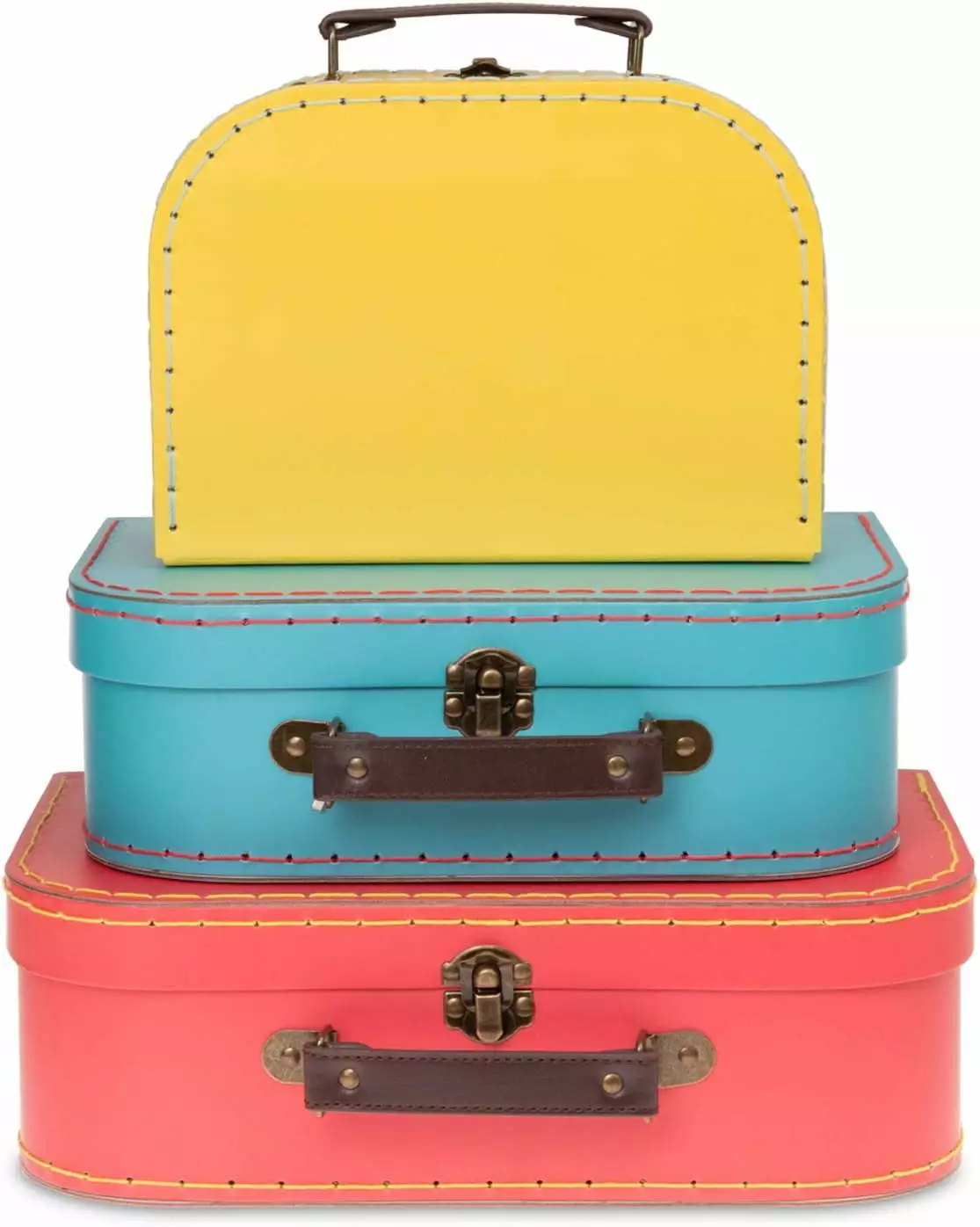 Jewelkeeper Multi-Colored Paperboard Suitcases. Set of 3