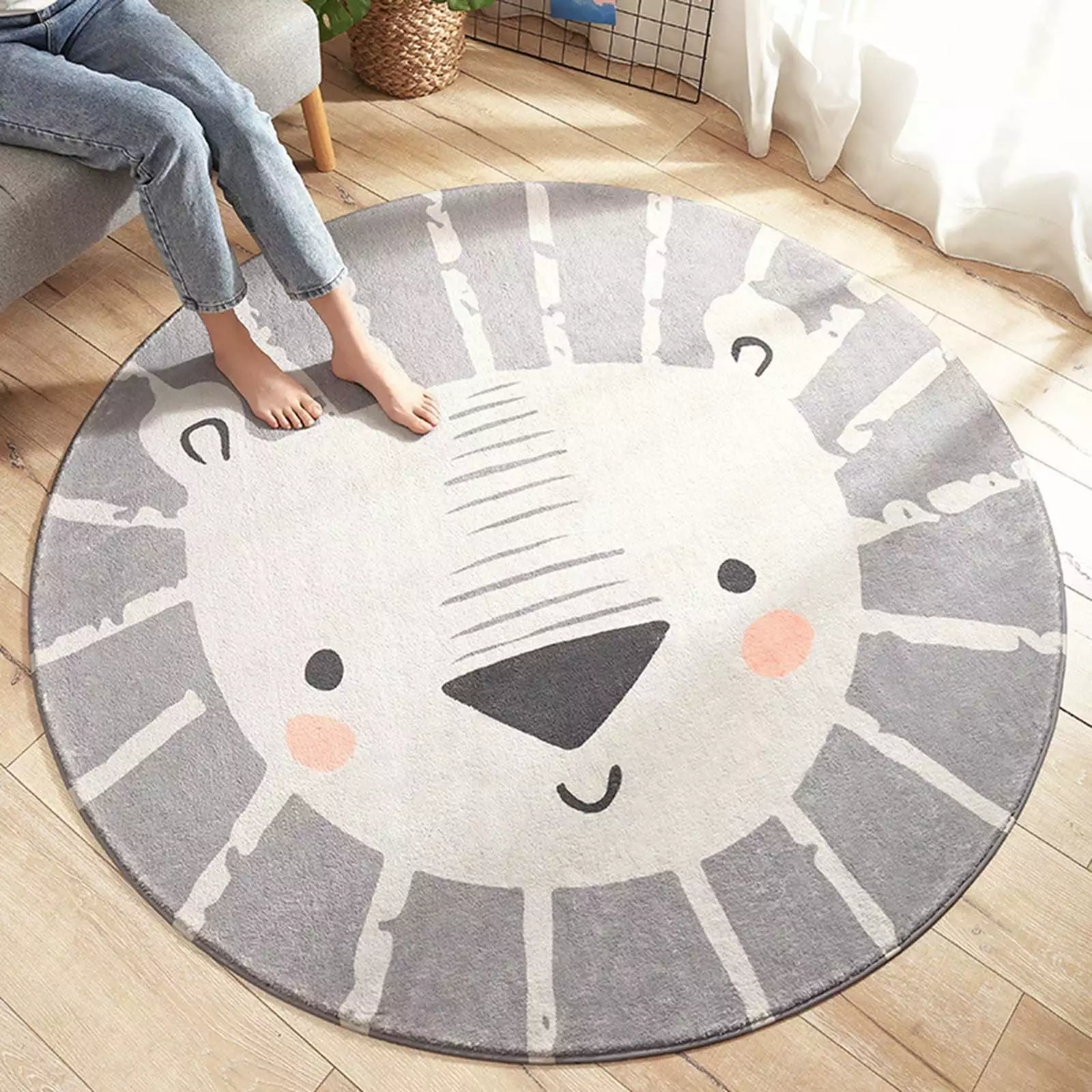 JingHai Round Imitation Carpet Nordic Ins Style Living Room Bedroom Coffee Table Mat