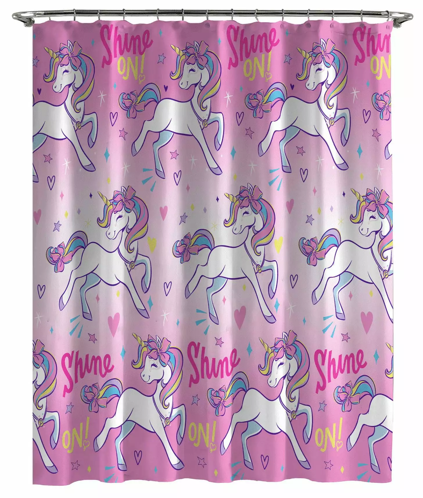 Jojo Siwa 14-Piece Shower Curtain Set with Tufted Rug. 72 x 72. Microfiber. Pink. Nickelodeon