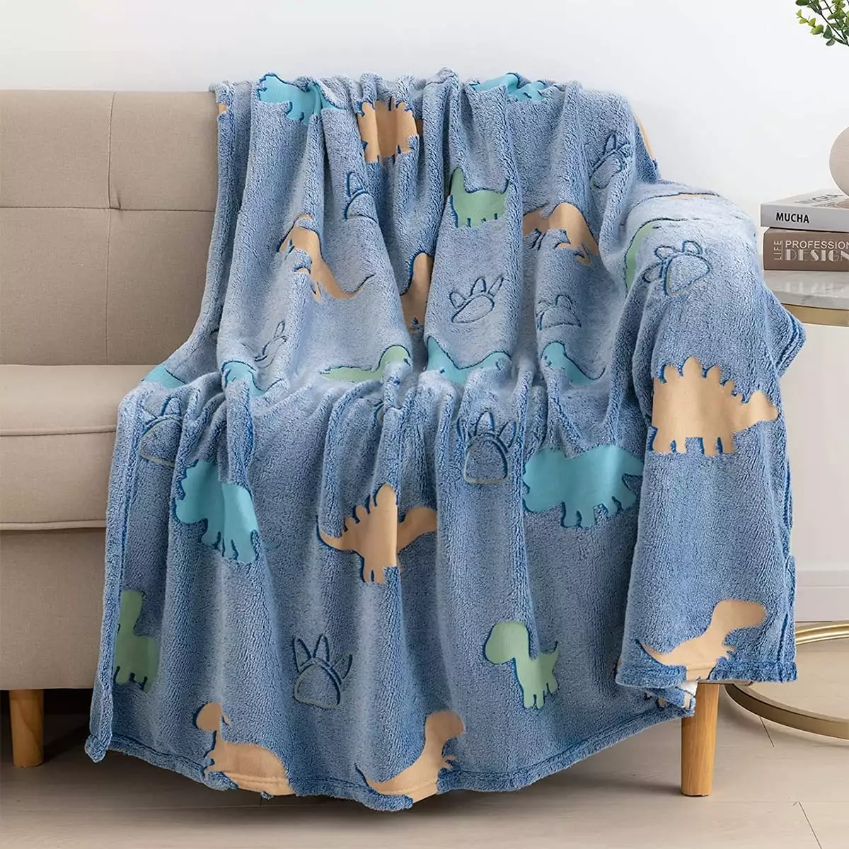 Jokapy Glow in The Dark Dinosaur Blanket for Boys Girls. Super Soft Warm Cozy Furry Throw Blanket. 50 x 60