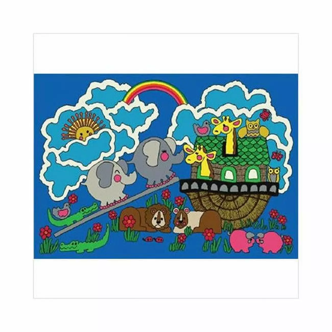 Joy Carpets 1409B Noah s Ark 3 ft.10 in. x 5 ft.4 in. WearOn Nylon Machine Tufted- Cut Pile Educational Rug