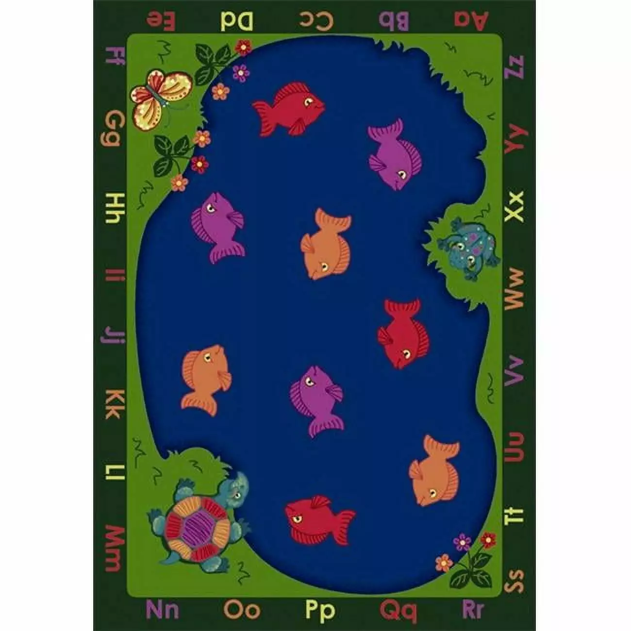 Joy Carpets 1498C FishiN Fun 5 ft.4 in. x 7 ft.8 in. WearOn Nylon Machine Tufted- Cut Pile Educational Rug