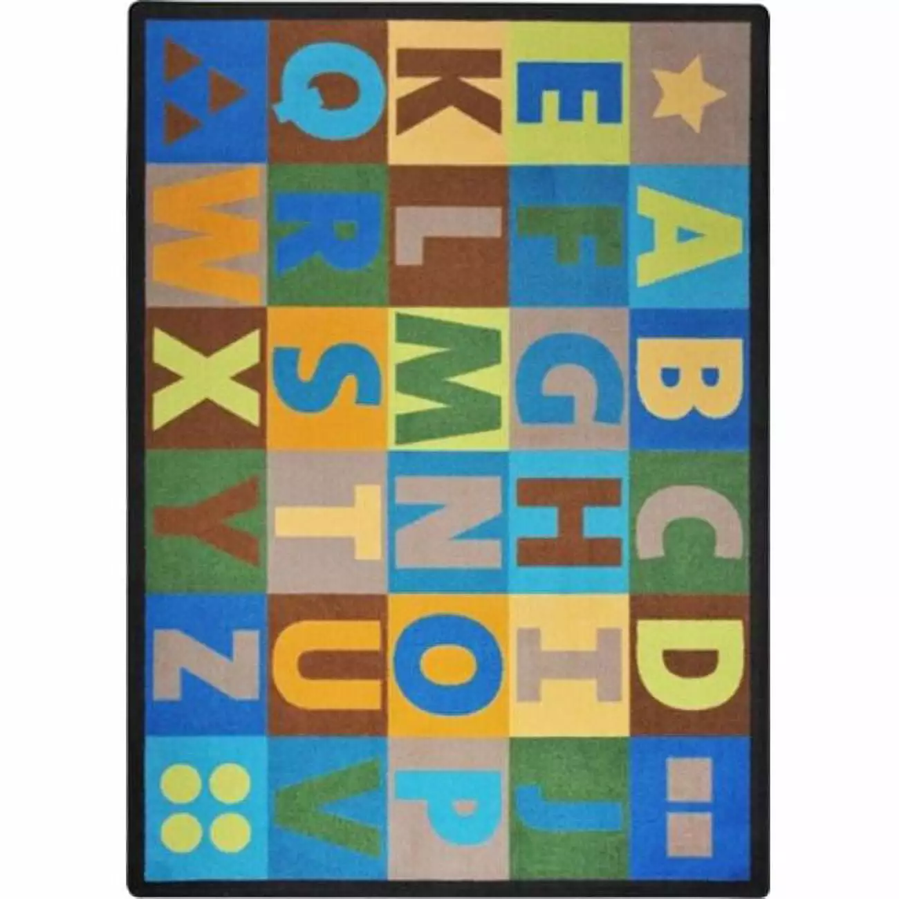 Joy Carpets 1742C-02 Oversize Alphabet Rug 5 ft. 4 in. x 7 ft. 8 in. - Earthtone