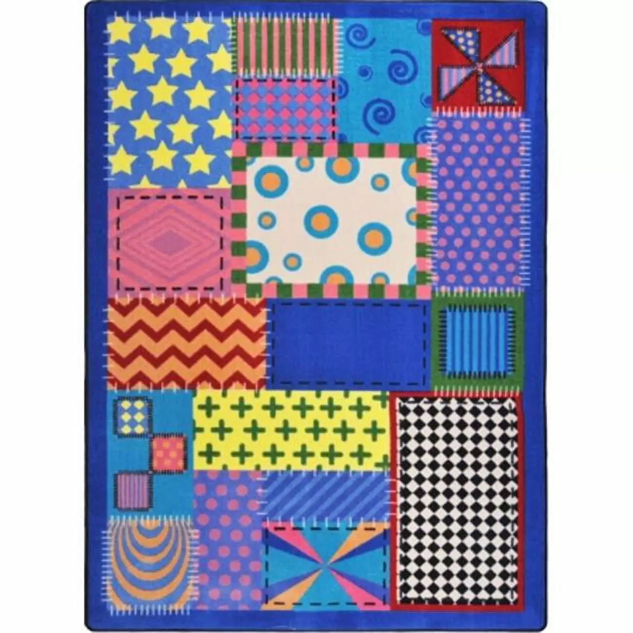 Joy Carpets 1779B Kid Essentials Crazy Quilt Infants & Toddlers Rectangle Rugs Multi Color - 3 ft. 10 in. x 5 ft. 4 in.