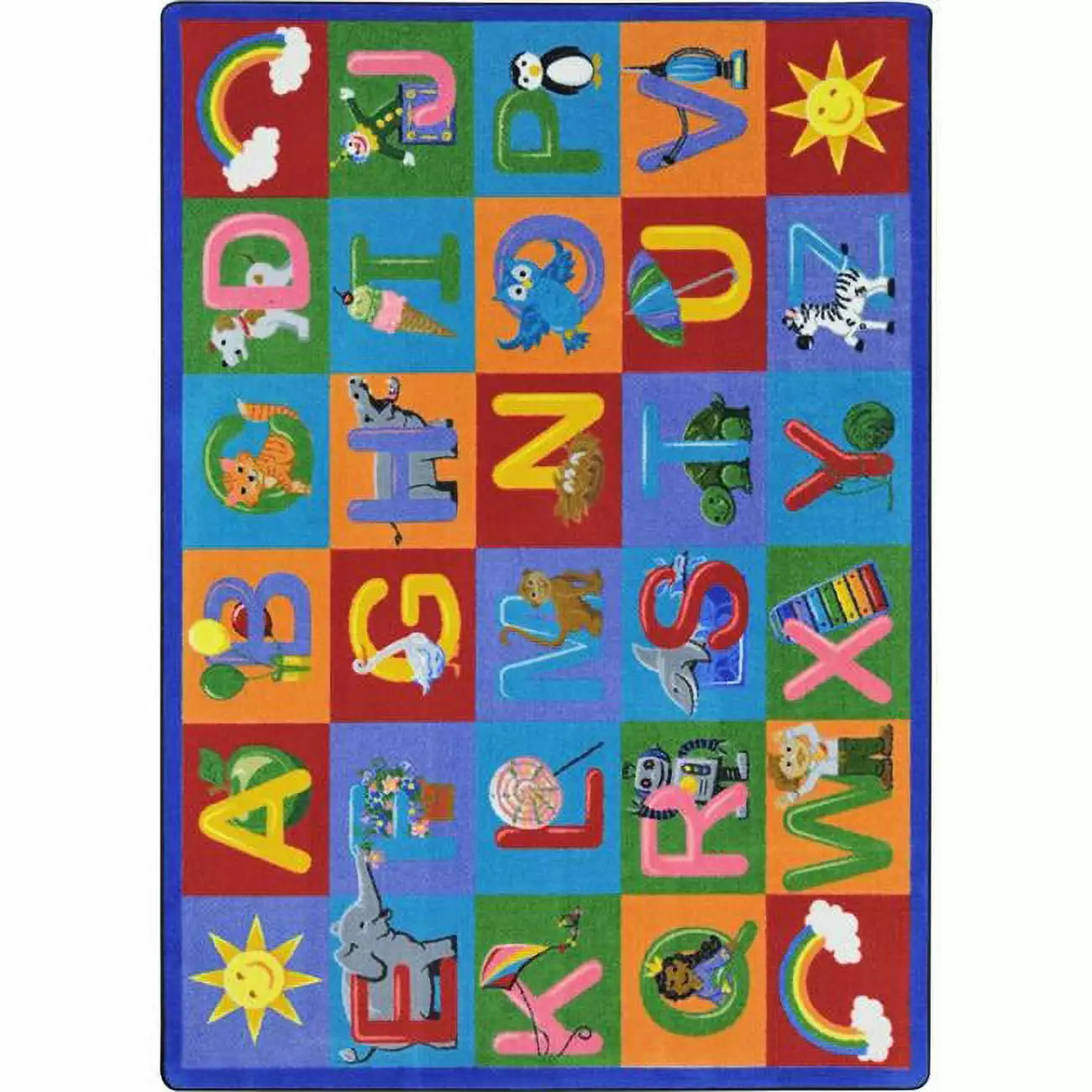 Joy Carpets 5 ft. 4 in. x 7 ft. 8 in. Learning Letter Sounds Classroom Kid Essentials Rectangle Rug Multicolor