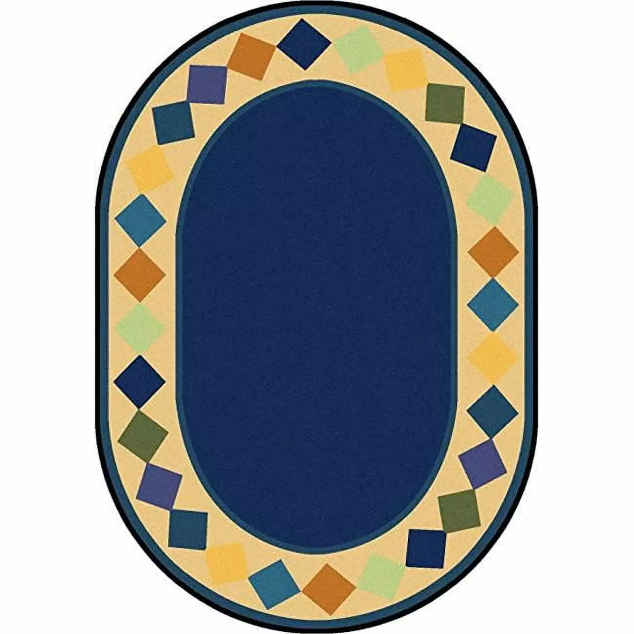 Joy Carpets 7 ft. 8 in. x 10 ft. 9 in. Delightful Diamonds Kid Essentials Oval Rug Multicolor