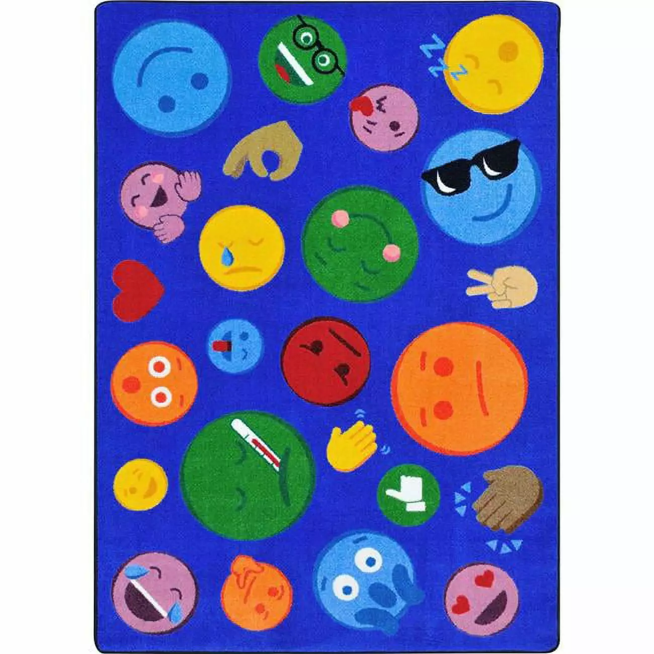 Joy Carpets 7 ft. 8 in. x 10 ft. 9 in. Shake Em Up Emojis Kid Essentials Rectangle Rug Multicolor