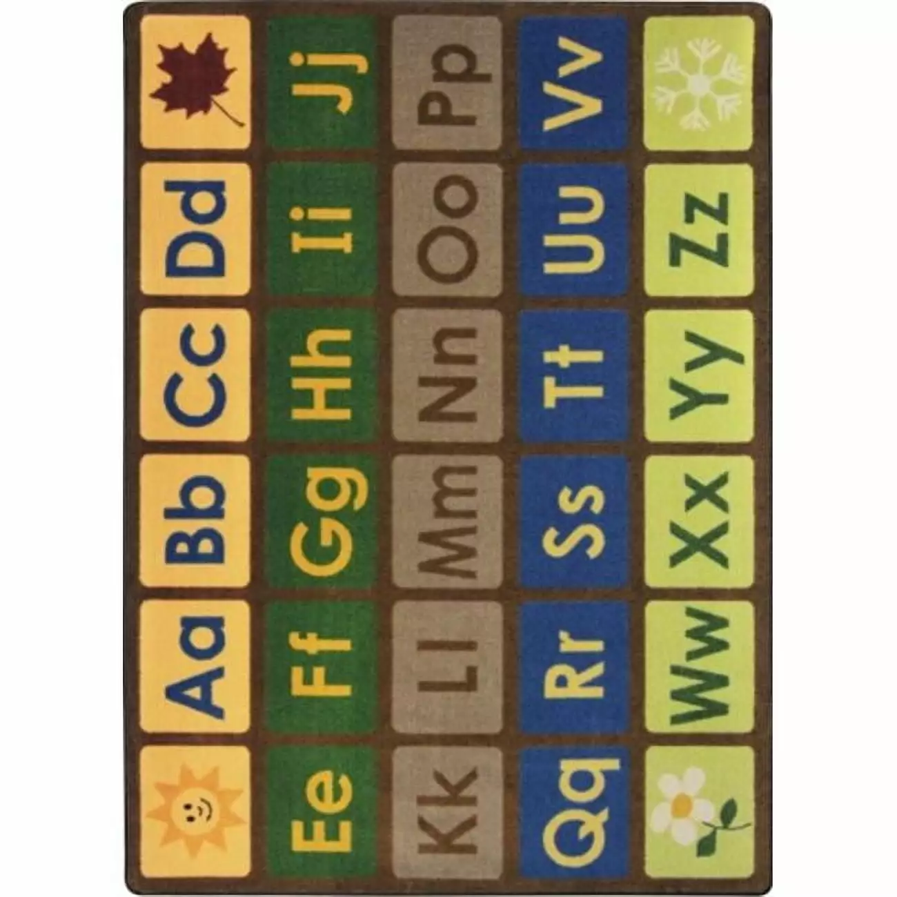 Joy Carpets Any Day Alphabet Rug 5 ft. 4 in. x 7 ft. 8 in. - Earthtone