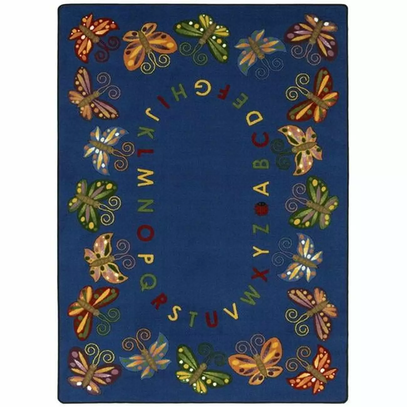 Joy Carpets Butterfly Delight 7 ft.8 in. x 10 ft.9 in. WearOn Nylon Machine Tufted- Cut Pile Educational Rug