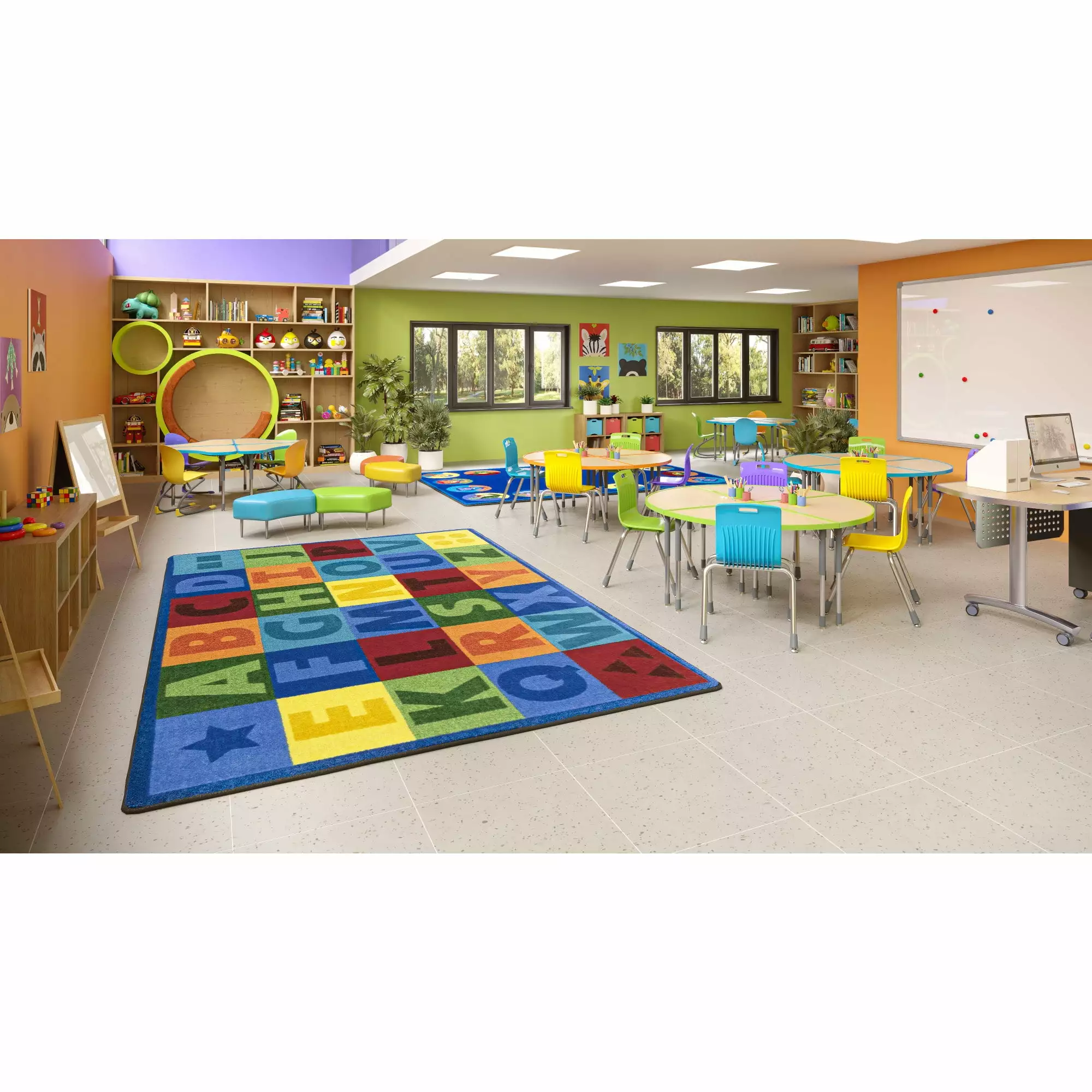 Joy Carpets Colorful Learning 5'4 x 7'8 Area Rug In Color Multi