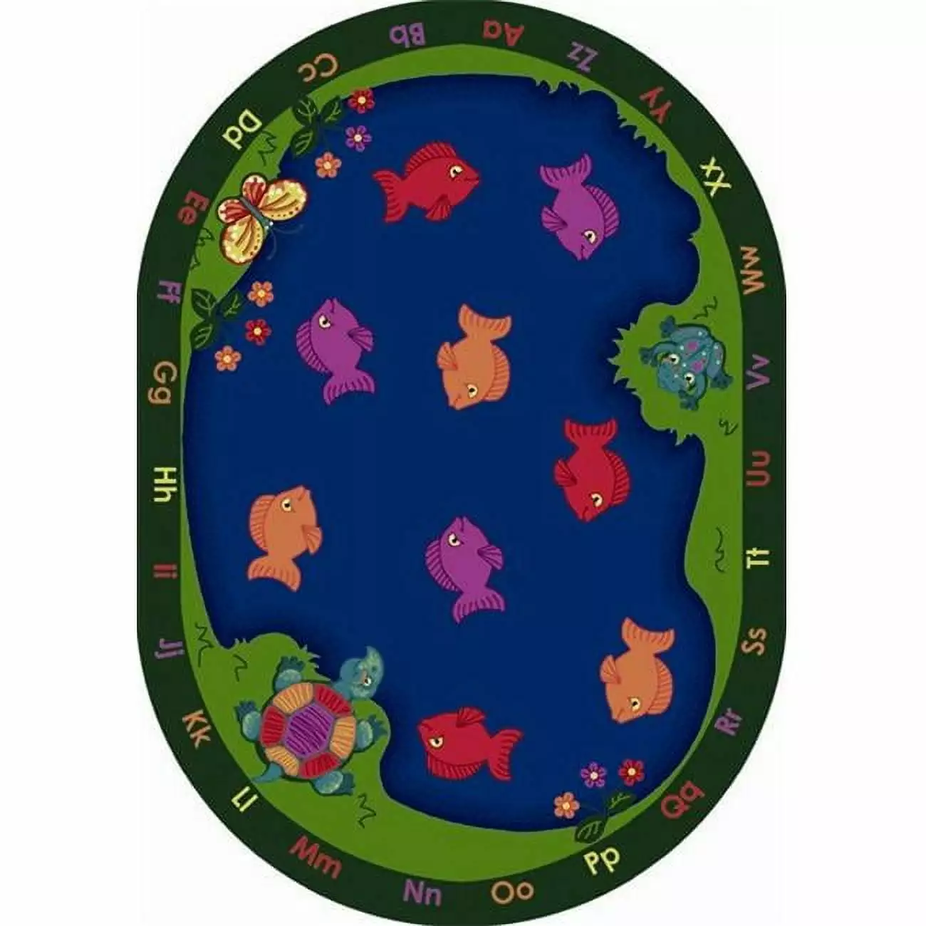 Joy Carpets FishiN Fun 5 ft.4 in. x 7 ft.8 in. Oval WearOn Nylon Machine Tufted- Cut Pile Educational Rug