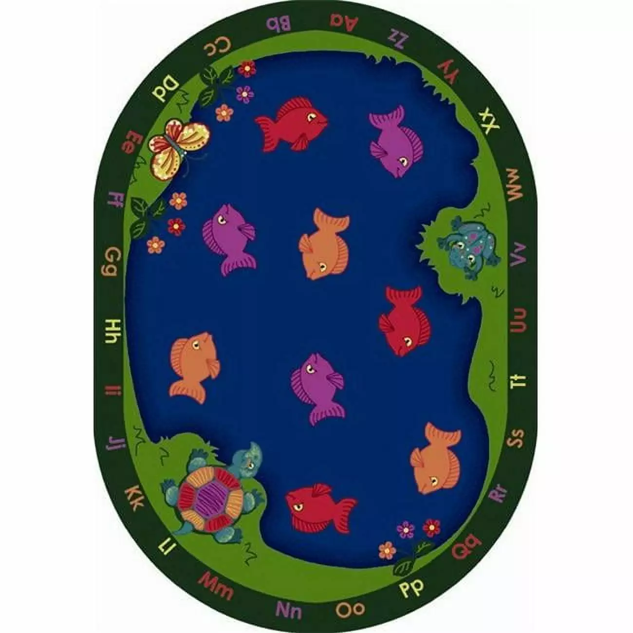 Joy Carpets FishiN Fun 7 ft.8 in. x 10 ft.9 in. Oval WearOn Nylon Machine Tufted- Cut Pile Educational Rug