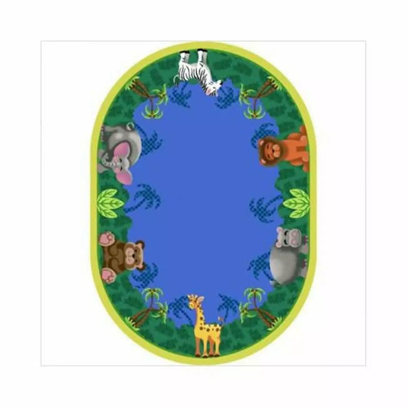 Joy Carpets 1579CC Jungle Friends 5 ft.4 in. x 7 ft.8 in. Oval WearOn Nylon Machine Tufted- Cut Pile Just for Kids Rug