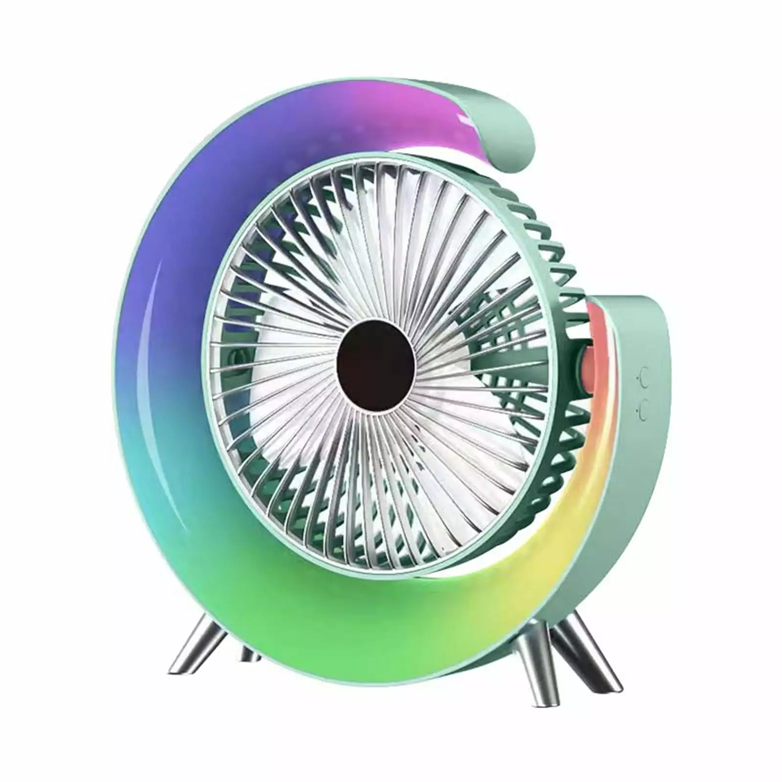 Jrocdr Colorful Light USB Charging Desktop Fan Led Atmosphere Light Home Office Dormitory Portable Fan Computer Desk Decoration Circulation Wind Travel Fan Clip on House Tent for Loft Bed Camp Fan