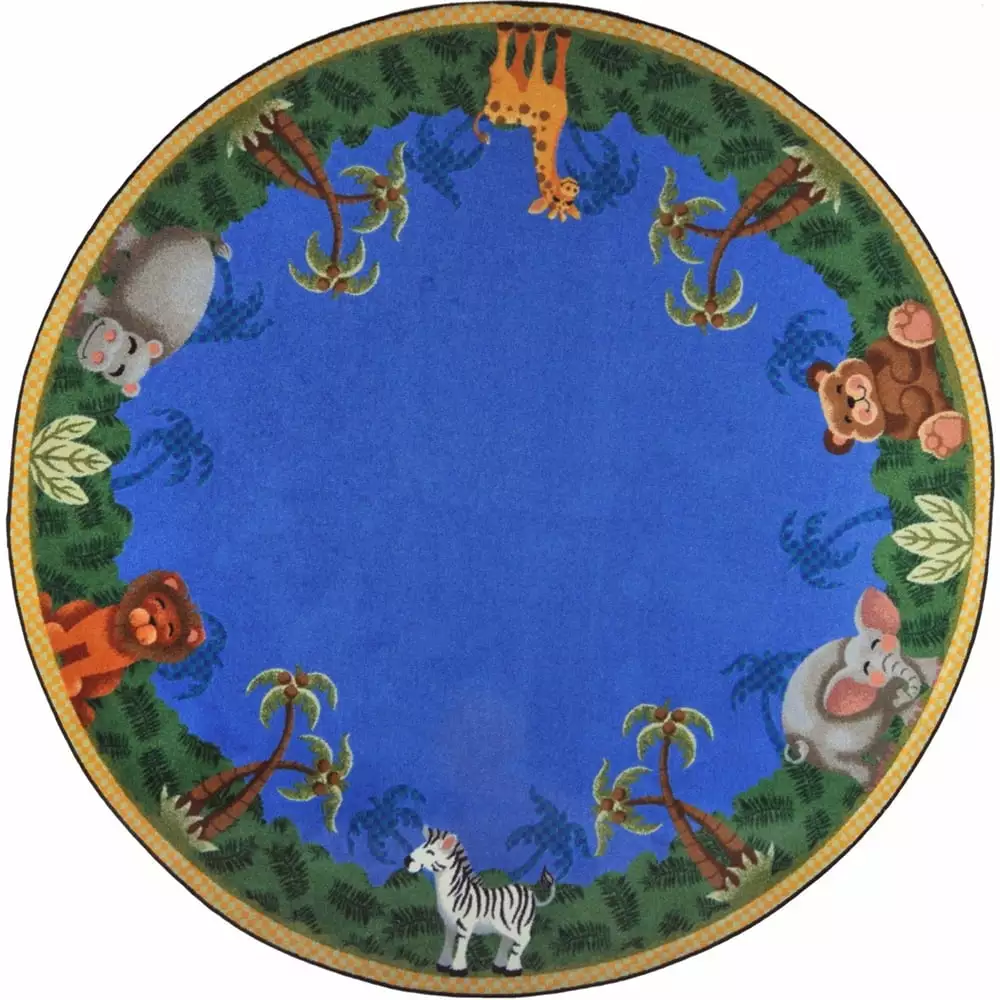 Jungle Friends 13'2 Round Area Rug In Color Multi