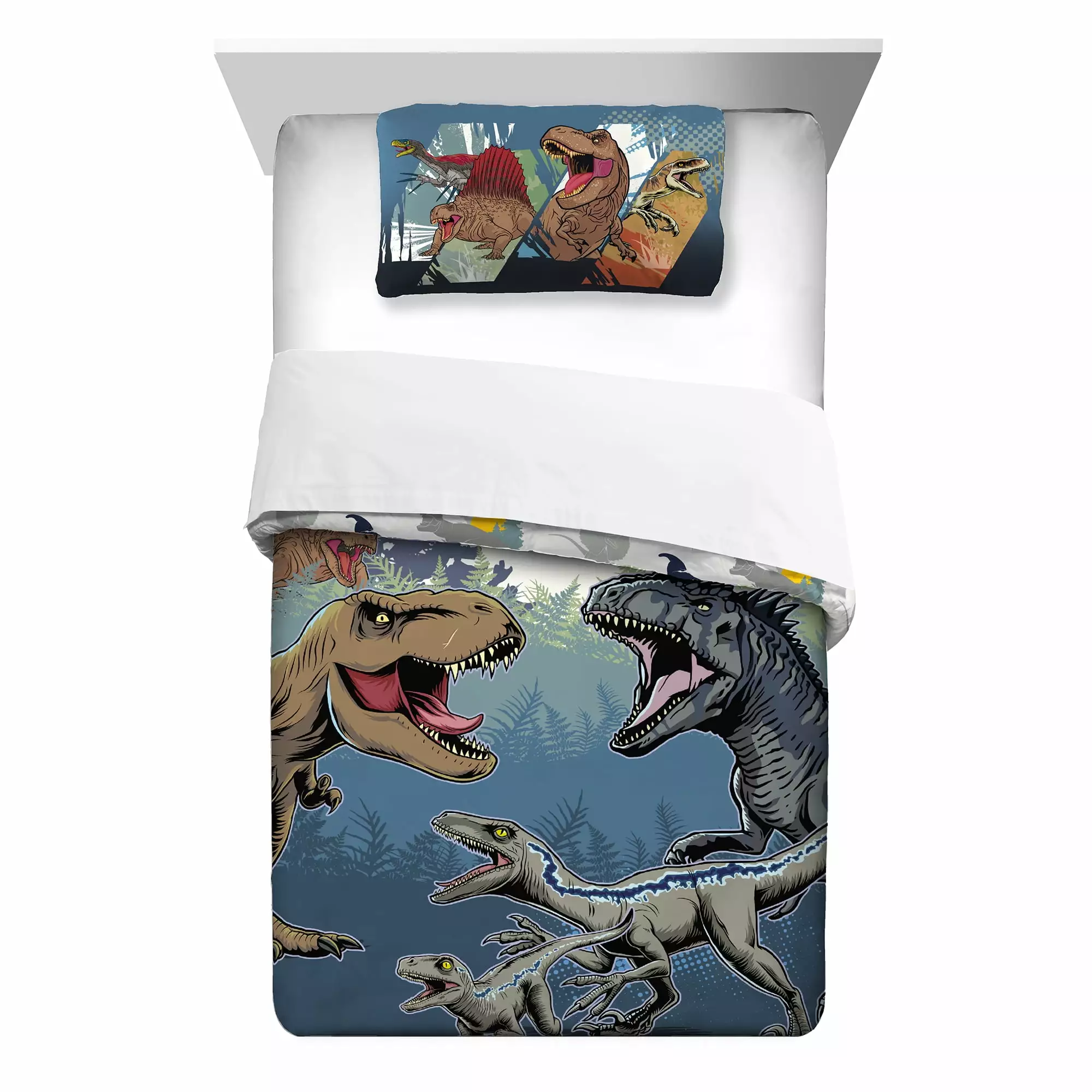 Jurassic World Kids Comforter and Pillowcase. 2-Piece Set. Twin/Full. Reversible