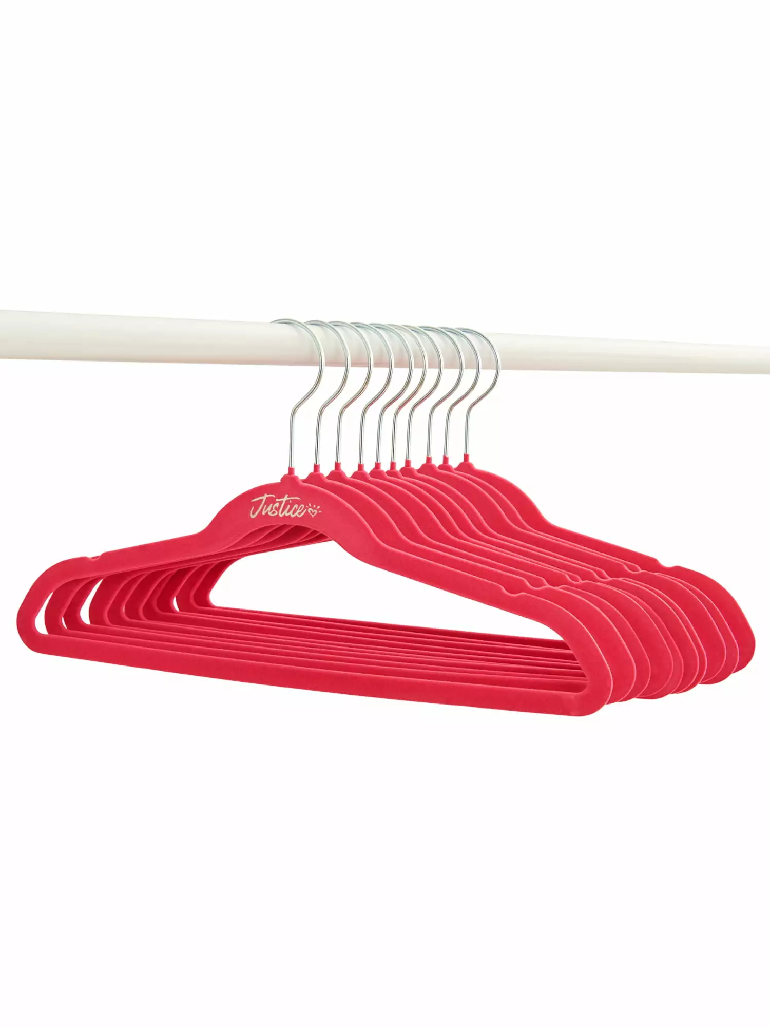 Justice Girls Non-Slip Swivel Hook Clothes Hangers. Pink Velvet. 100 Pack