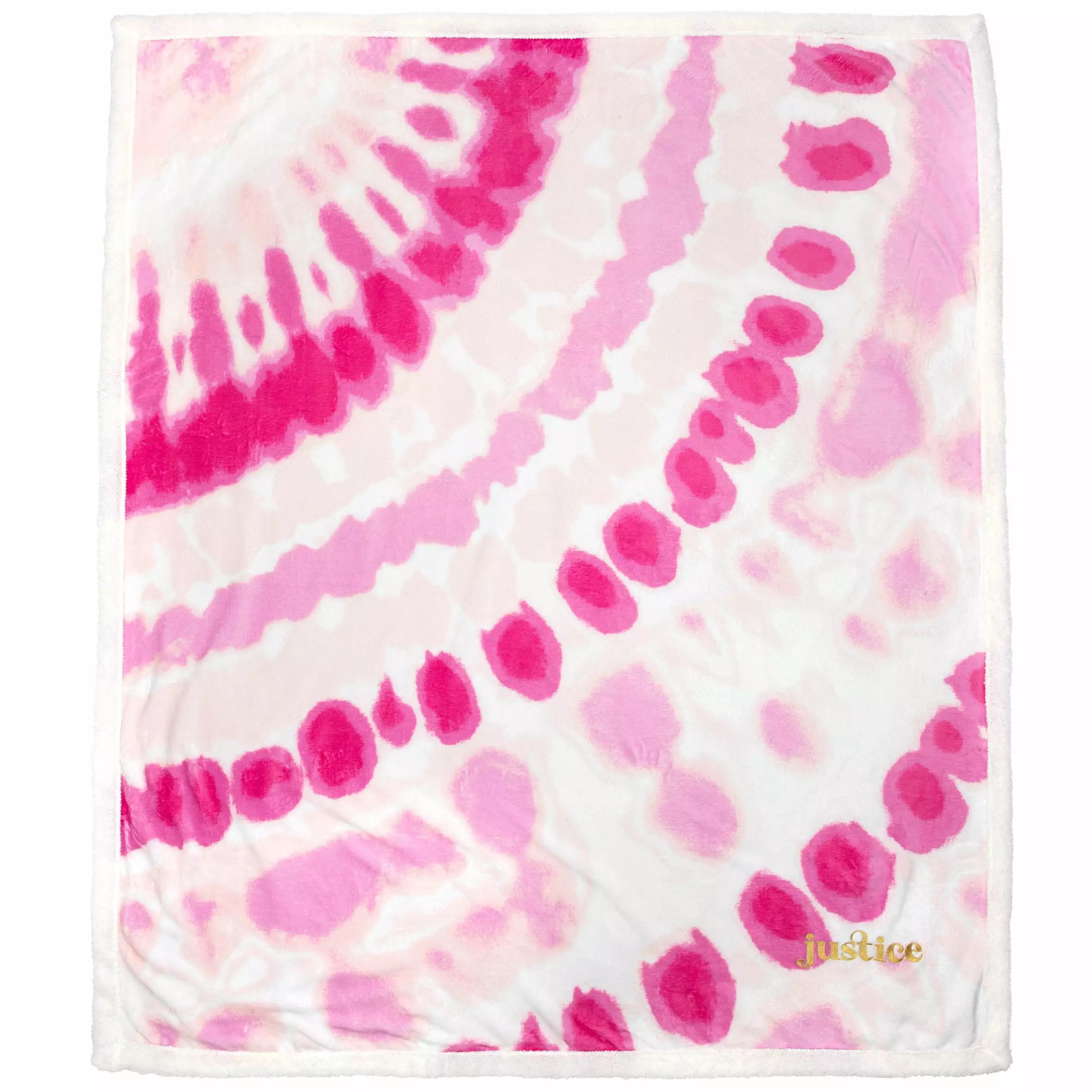 Justice Pink Tie Dye Sherpa Back Throw Blanket. 50 x 60. Microfiber. Pink