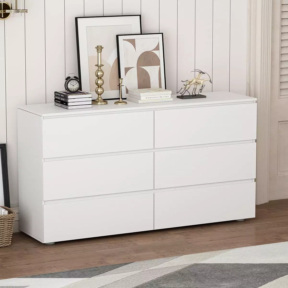 KERROGEE Nursery Dresser Baby Dresser with 6 Drawers.Wood Chest of Drawers for Storage. Bedroom Living Room Nursery. White