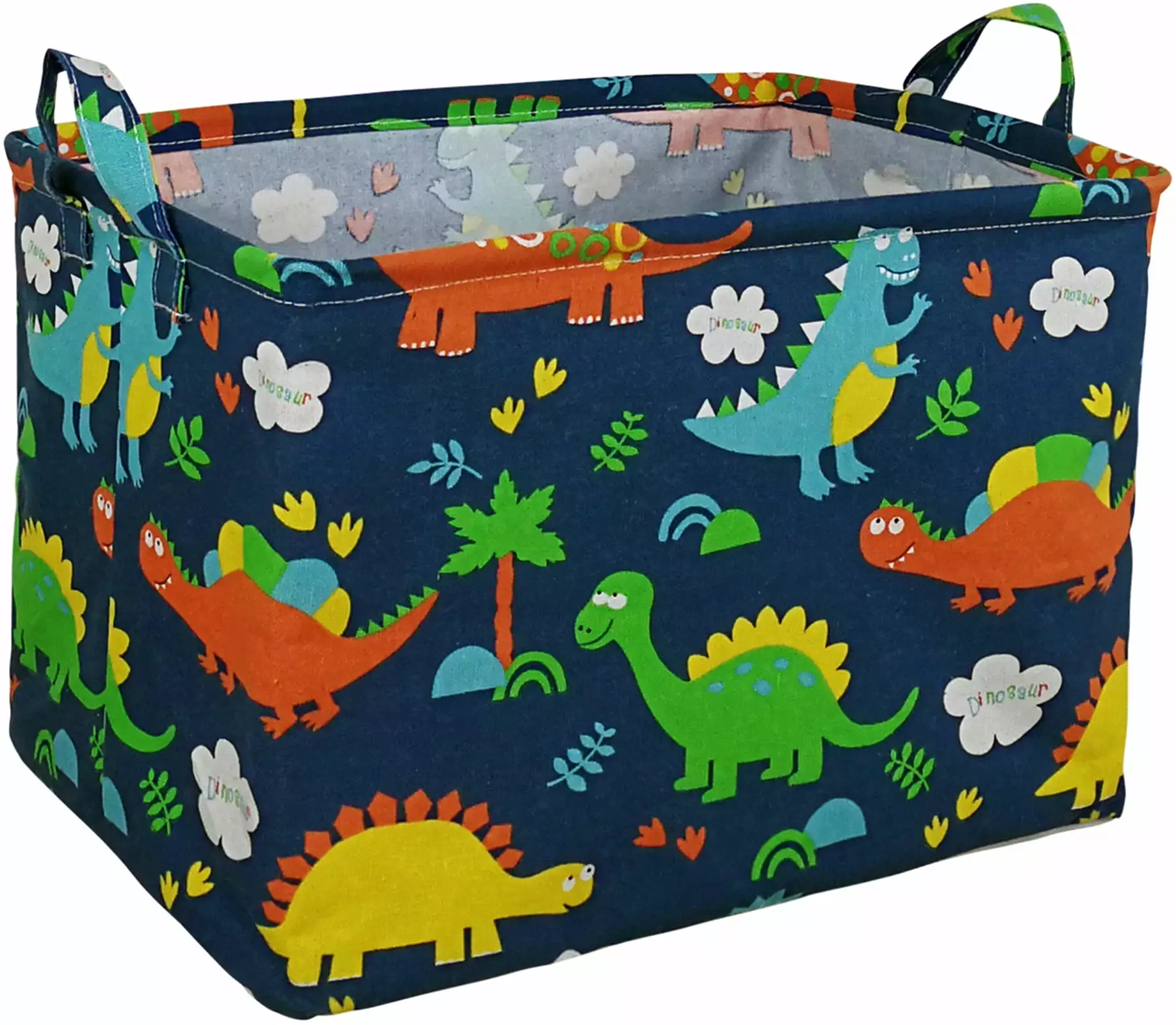 KUNRO Rectangle Basket Toy Bin Waterproof storage organizer for Nursery Hamper Kids Bedroom Laundry Baby Gift Shelf Baskets (Dinosaur)