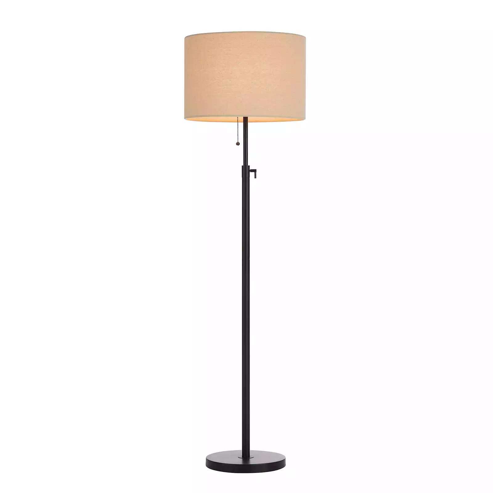 KYRID 64.5 Adjustable Metal Floor Lamp with Beige Drum Shade Modern Matte Black Floor Lamp with Adjustable Tube