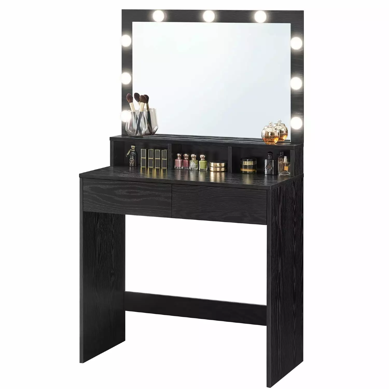 Kat Bedroom Vanity Table Set Black Vanity Desk with Mirror