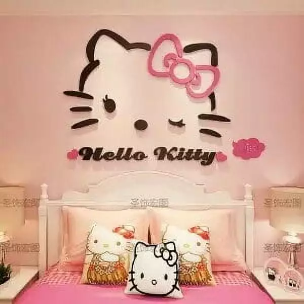 Kawaii Hello Kitty Wall Decoration Cute Creative Personality 3D Stereo Wall Stickers Girl Room Stickers Gifts for Children