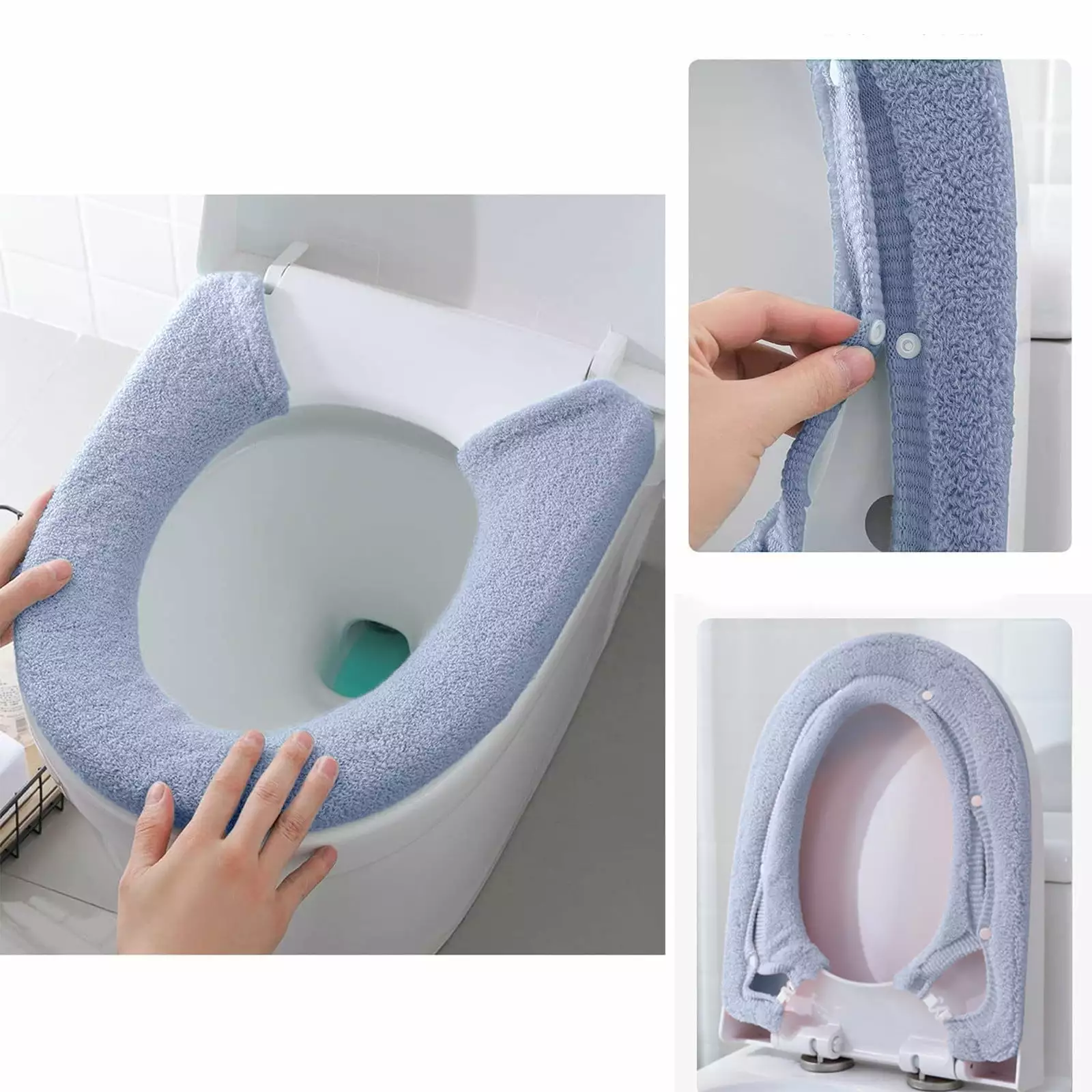 Kayannuo Home Essentials Clearance Toilet Seat Cover Bathroom Soft Thicker Warmer With Snaps Fixed Stretchable Washable Fiber Cloth Toilet Seat Covers Pads Reusable Easy Installation Cleaning