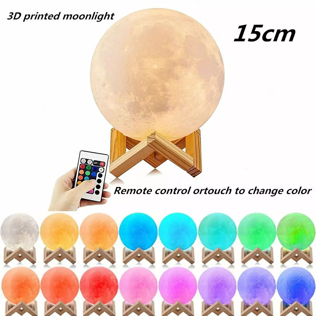 Kid Universe Moon toy outer space bedroom 3D Globe Touch Lamp remote 8 in.