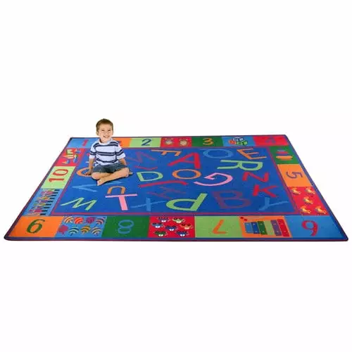 KidCarpet Alphabet and Numbers Teaching Toddler Area Rug 6' x 8'6 | Simple Shapes Educational Carpet Rug for Home or School Learning Area. Classroom. Kid's Bedroom or Playroom